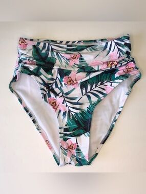 Tropical Print High Waist Bikini Bottoms Size S